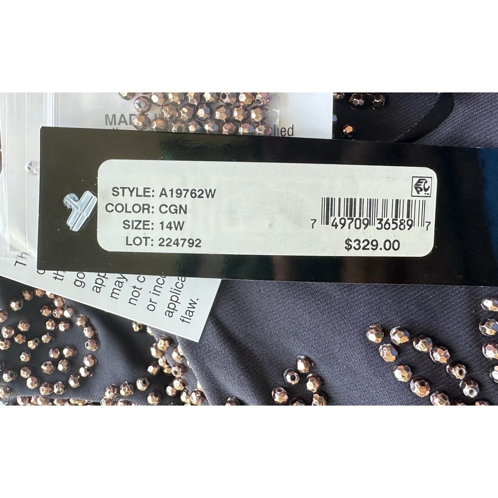 Betsy & Adam Beaded Gown Cognac Black Tie Formal MOTB Gala Old Money Elegant 14W - Picture 8 of 14